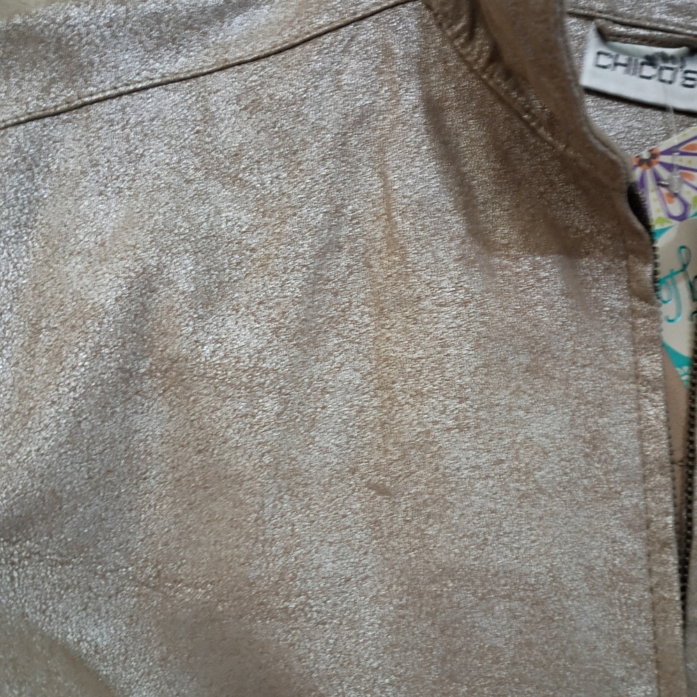 Vintage Silver Metallic leather Jacket with Black .Pit To Pit 22"Lenght 23" - Picture 8 of 9